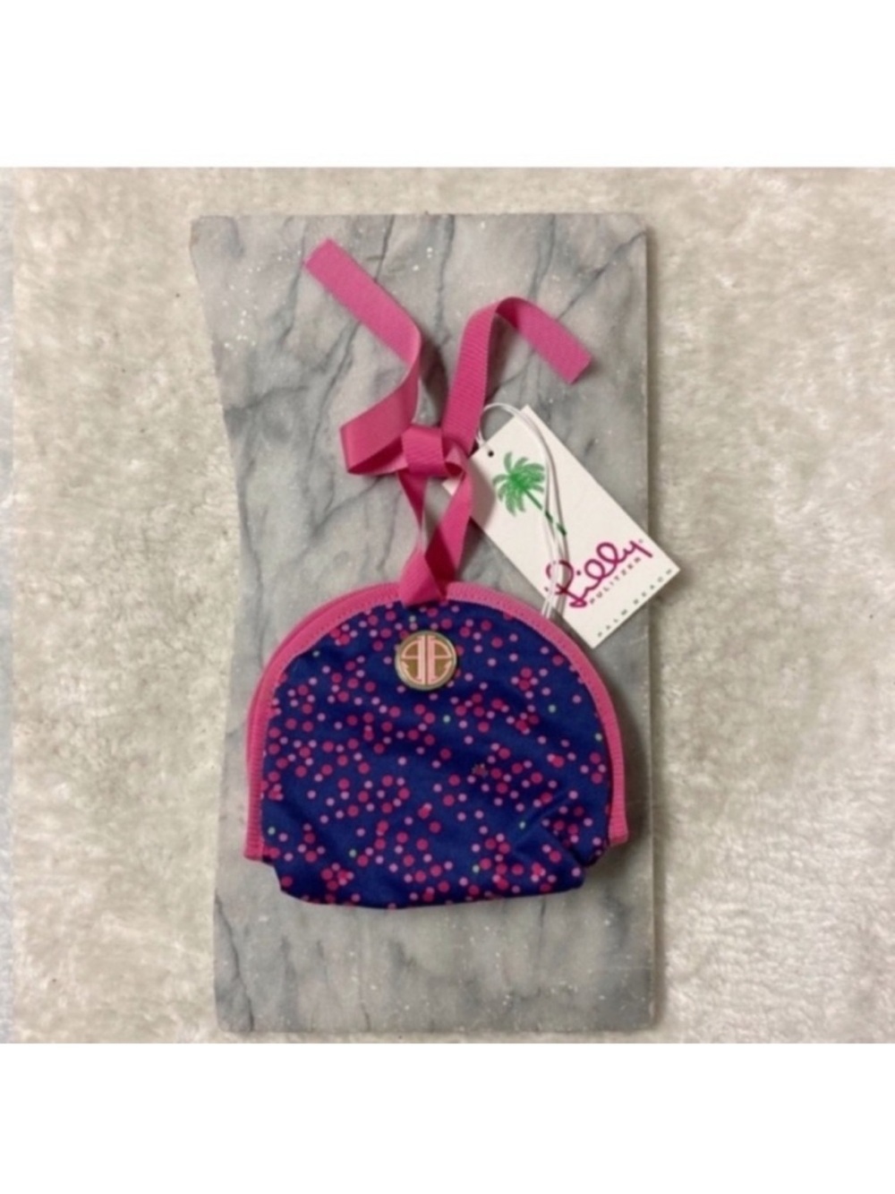 Lilly Pulitzer Jet Set Cosmetic Bag Bright Navy Confetti Travel Pouch New